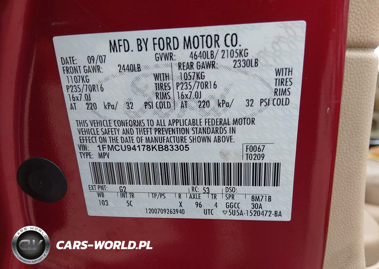 2008 Ford Escape Limited VIN:1FMCU94178KB83305 - 9
