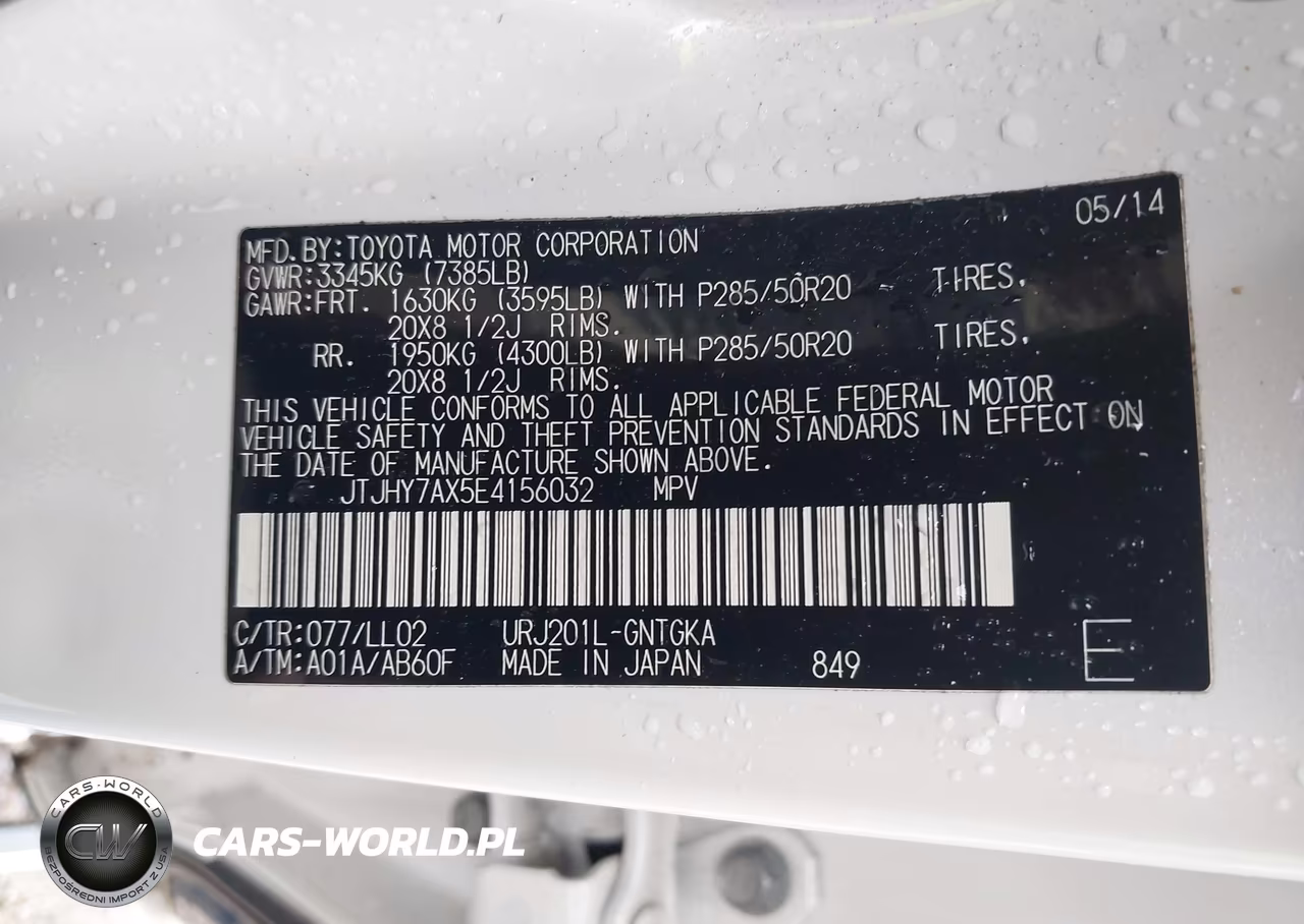 2014 Lexus Lx 570 VIN:JTJHY7AX5E4156032 - 9