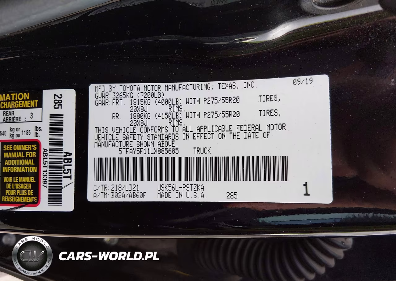 2020 Toyota Tundra 1794 Edition VIN:5TFAY5F11LX885685 - 9
