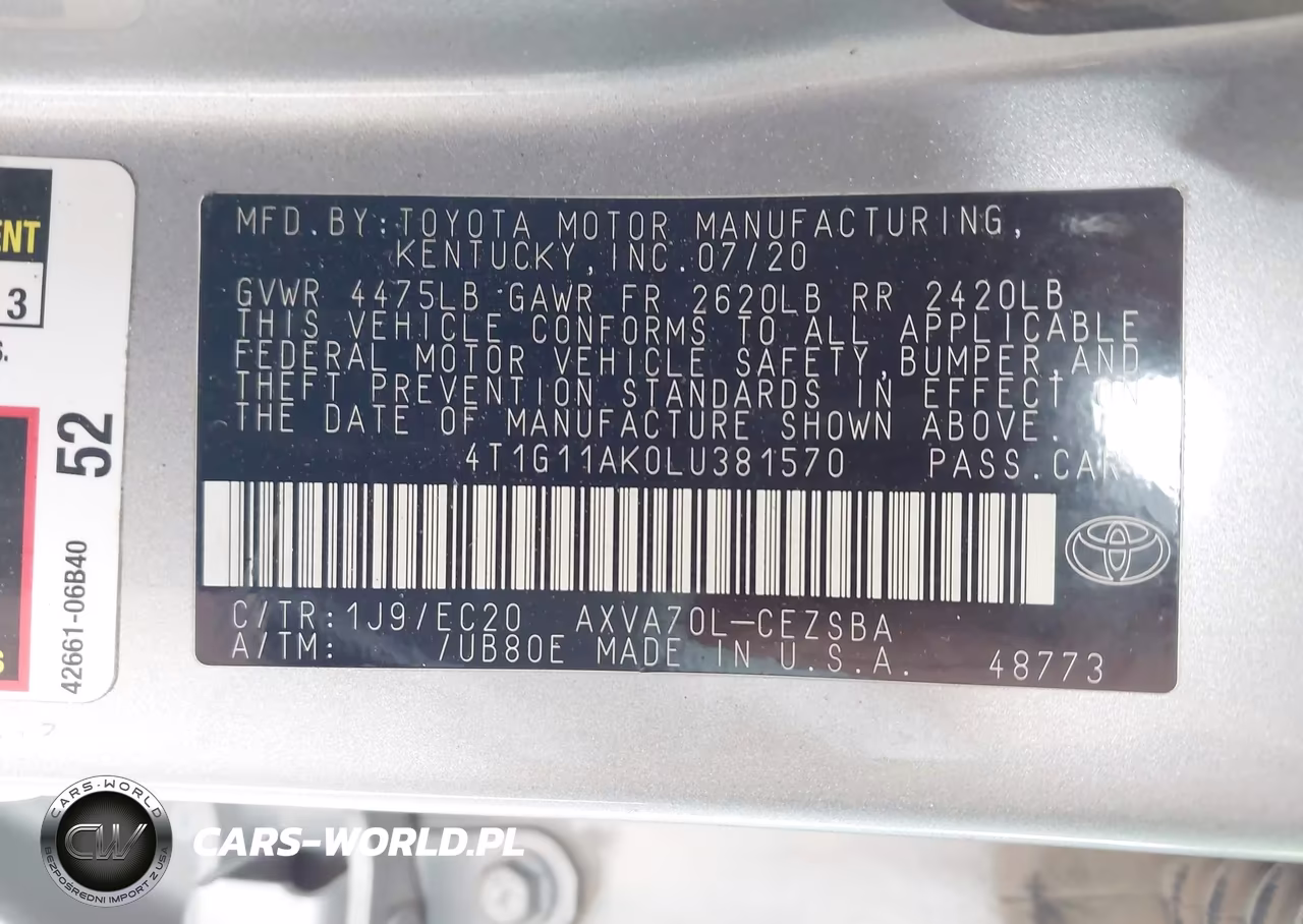 2020 Toyota Camry Se Nightshade Edition VIN:4T1G11AK0LU381570 - 9