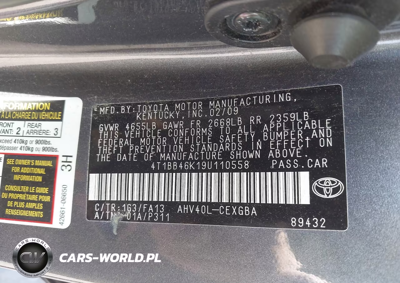 2009 Toyota Camry Hybrid VIN:4T1BB46K19U110558 - 9