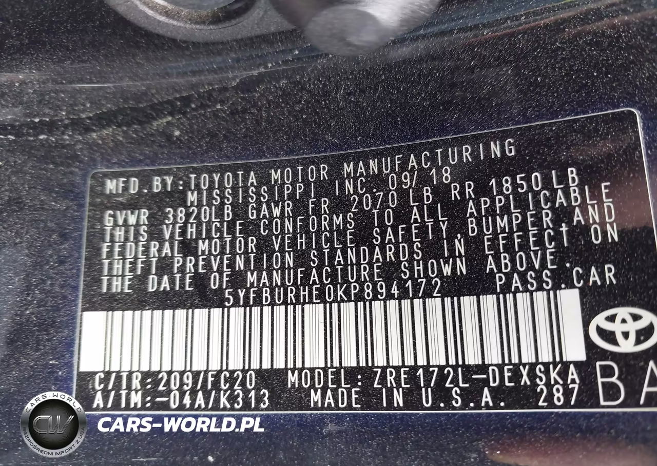 2019 Toyota Corolla Se VIN:5YFBURHE0KP894172 - 9