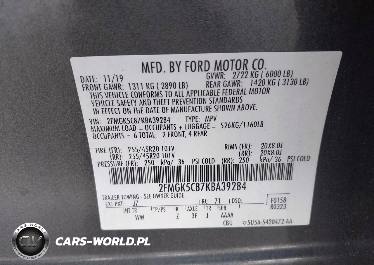 2019 Ford Flex Sel VIN:2FMGK5C87KBA39284 - 9
