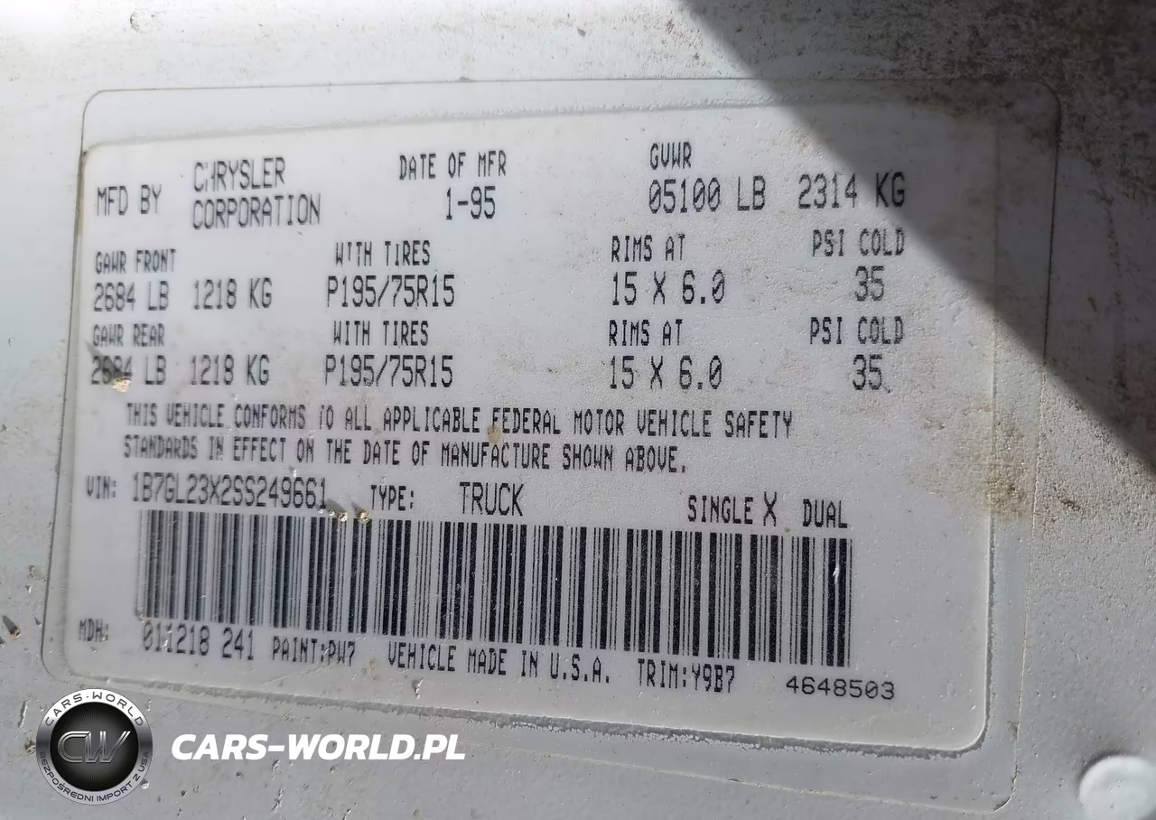 1995 Dodge Dakota VIN:1B7GL23X2SS249661 - 9