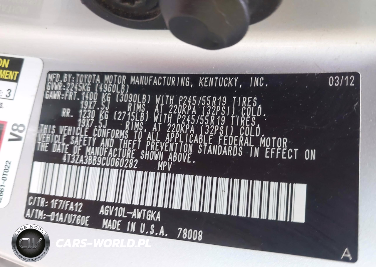 2012 Toyota Venza Le VIN:4T3ZA3BB9CU060282 - 9