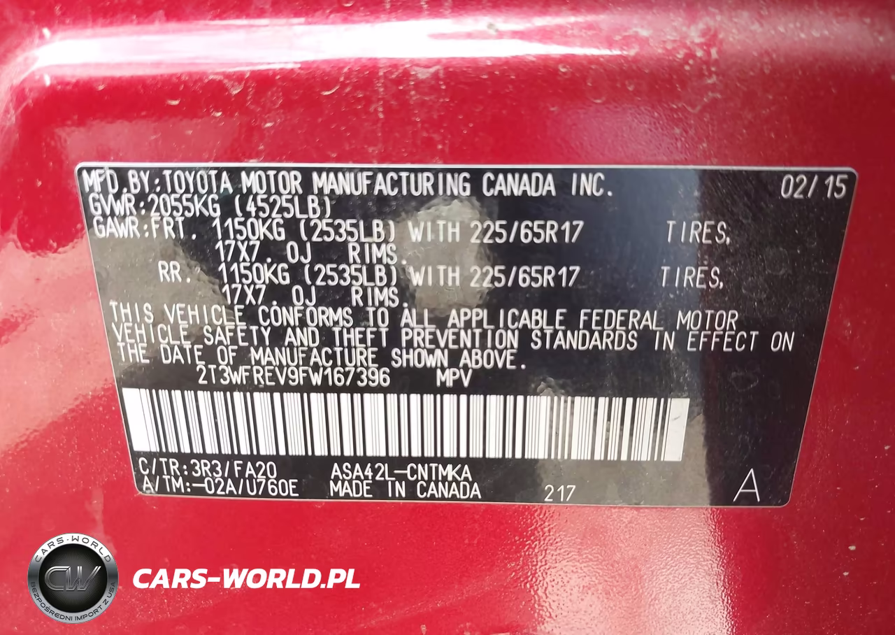 2015 Toyota Rav4 Xle VIN:2T3WFREV9FW167396 - 9