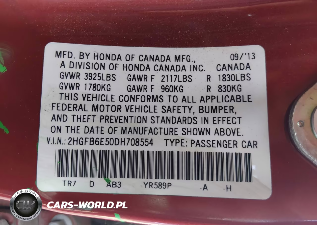 2013 Honda Civic Si VIN:2HGFB6E50DH708554 - 9