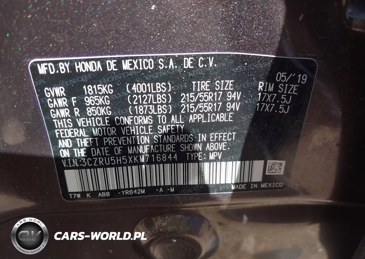 2019 Honda Hr-V Ex VIN:3CZRU5H5XKM716844 - 9
