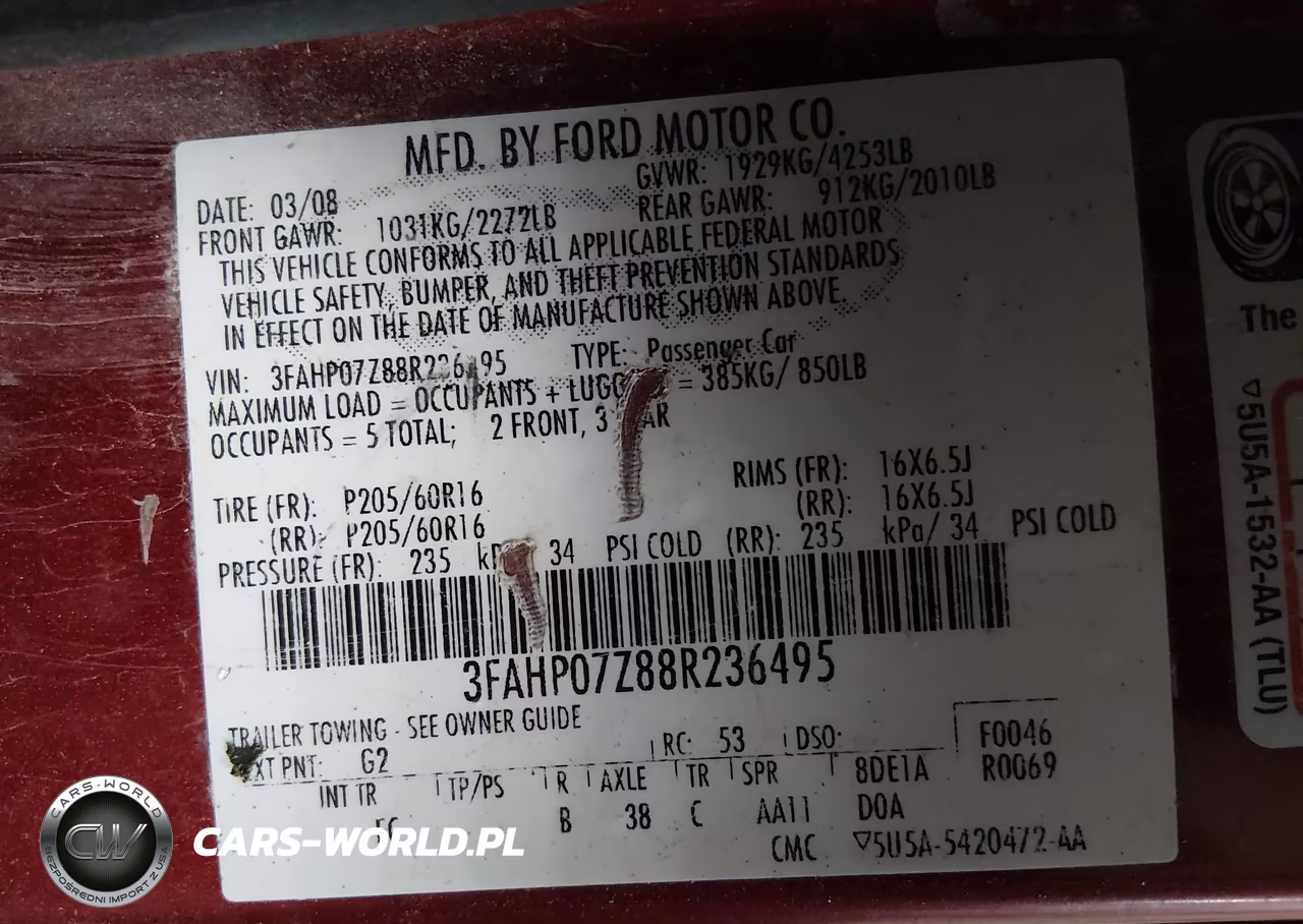 2008 Ford Fusion Se VIN:3FAHP07Z88R236495 - 9
