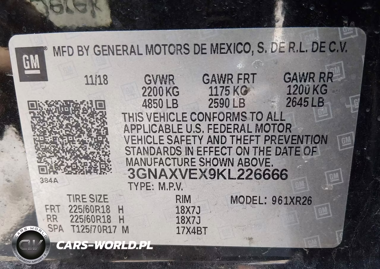 2019 Chevrolet Equinox Lt VIN:3GNAXVEX9KL226666 - 9