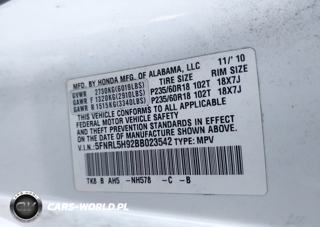 2011 Honda Odyssey Touring-Touring Elite VIN:5FNRL5H92BB023542 - 9