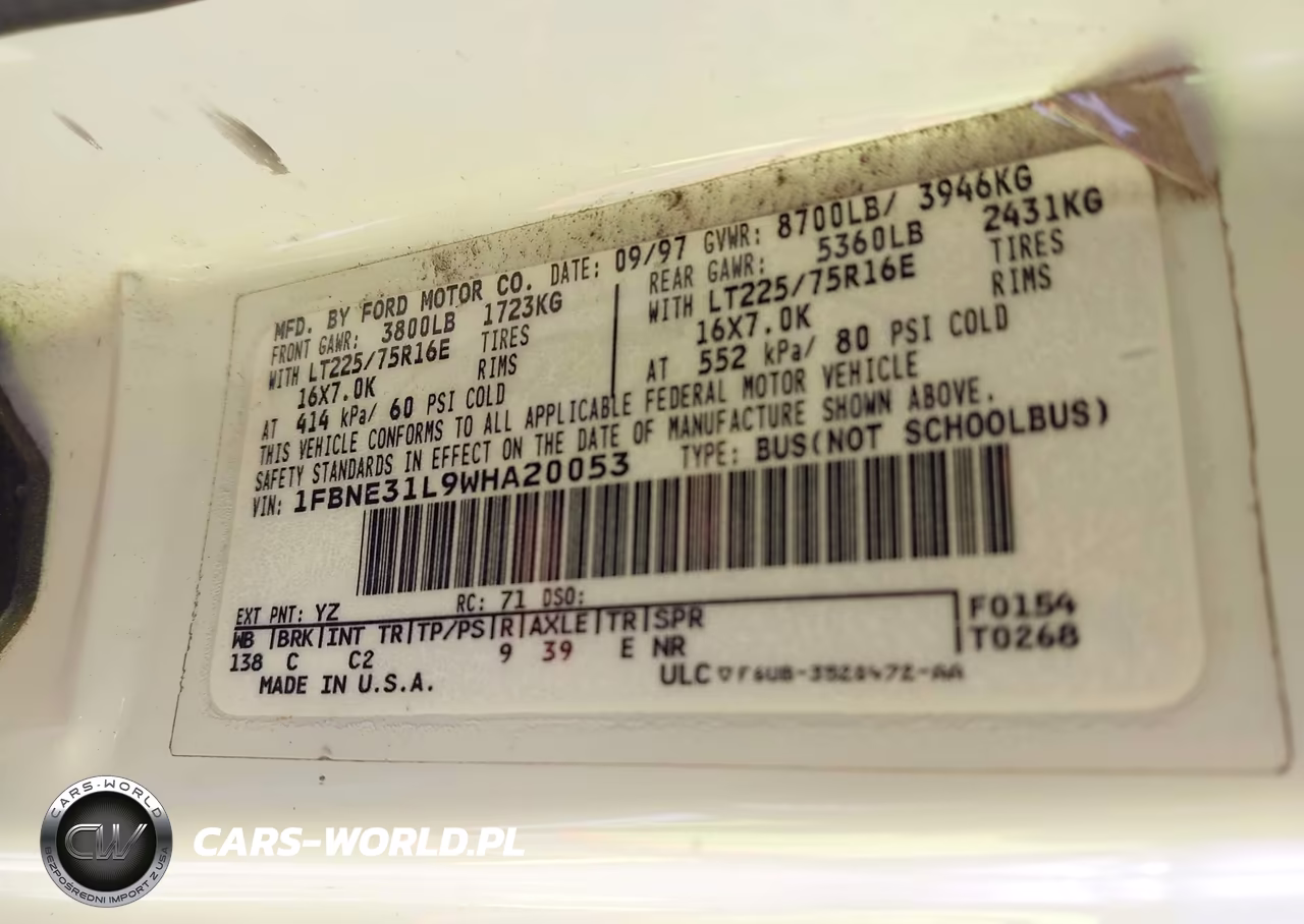 1998 Ford Club Wagon Xl-Xlt VIN:1FBNE31L9WHA20053 - 9