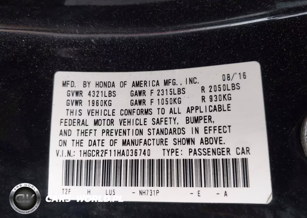2017 Honda Accord Sport Se VIN:1HGCR2F11HA036740 - 9