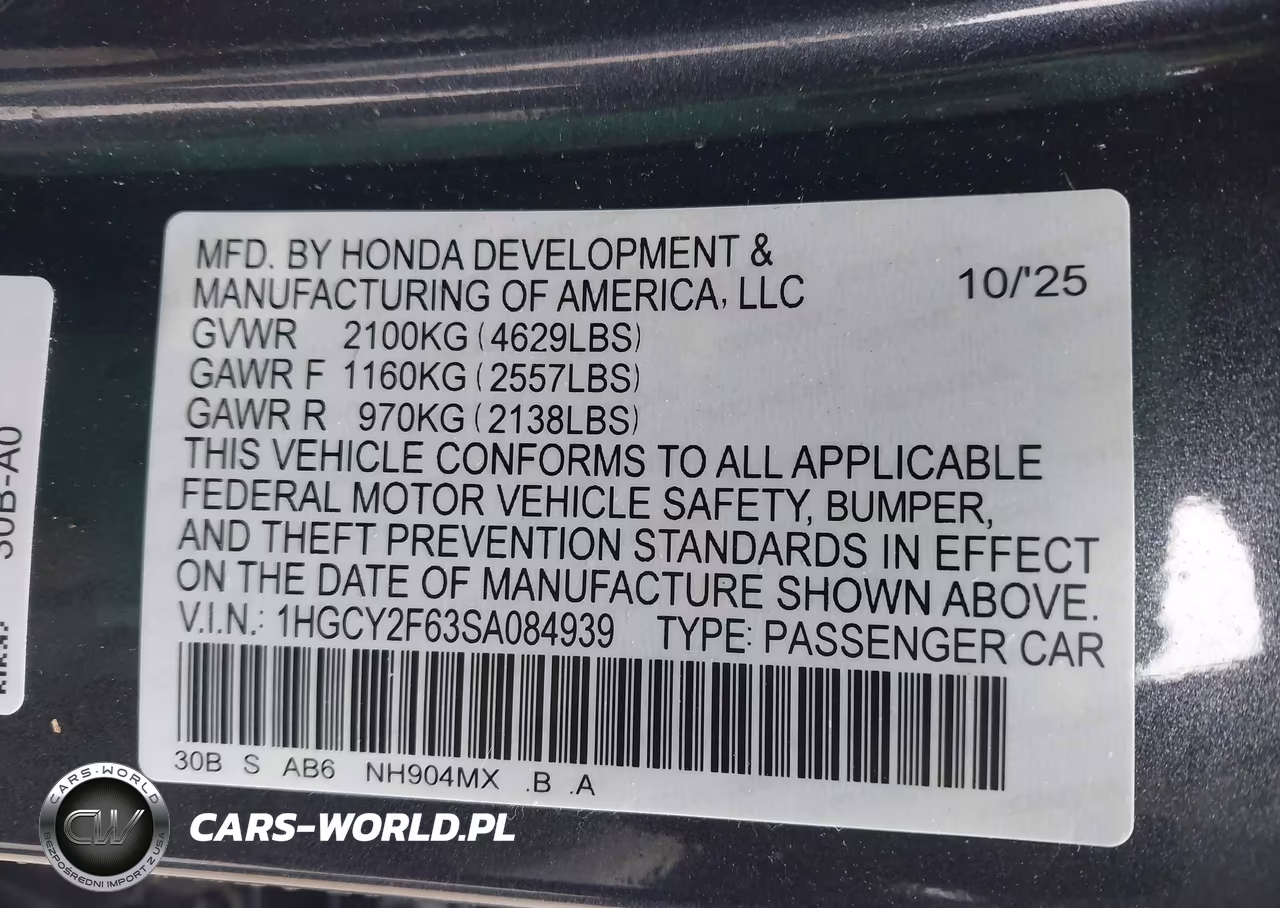 2025 Honda Accord Hybrid Ex-L VIN:1HGCY2F63SA084939 - 9