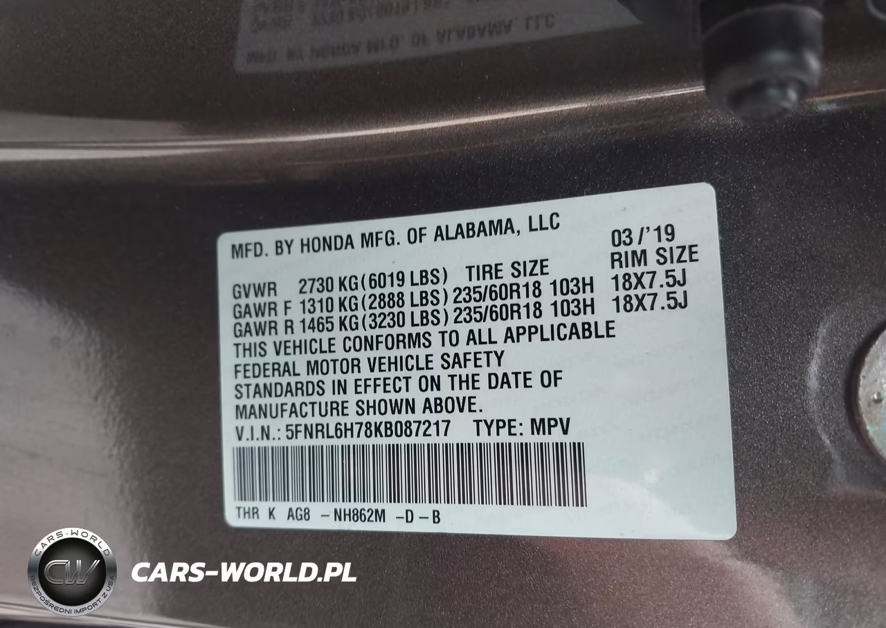 2019 Honda Odyssey Ex-L VIN:5FNRL6H78KB087217 - 9