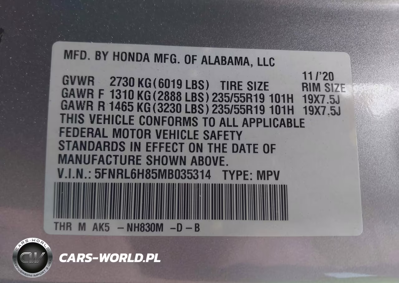 2021 Honda Odyssey Touring VIN:5FNRL6H85MB035314 - 9