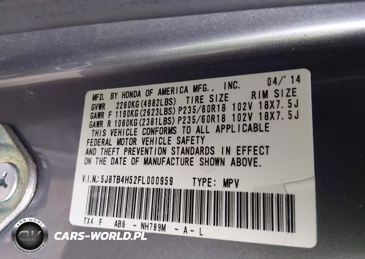 2015 Acura Rdx VIN:5J8TB4H52FL000959 - 9