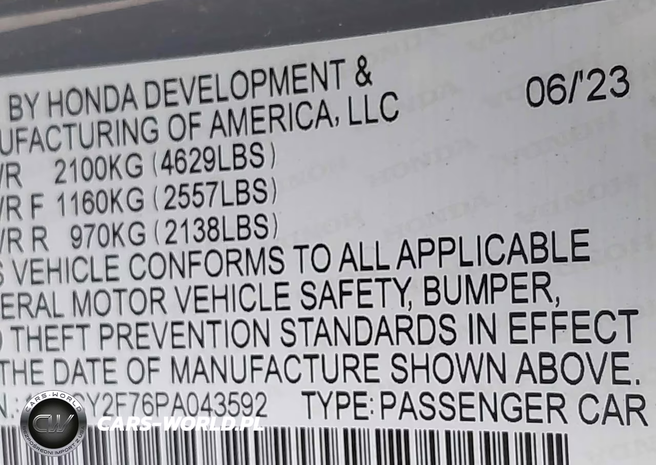 2023 Honda Accord Hybrid Sport-L VIN:1HGCY2F76PA043592 - 9