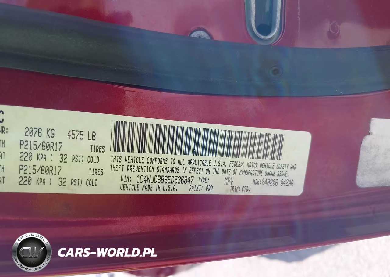 2014 Jeep Compass Sport VIN:1C4NJDBB6ED536847 - 9