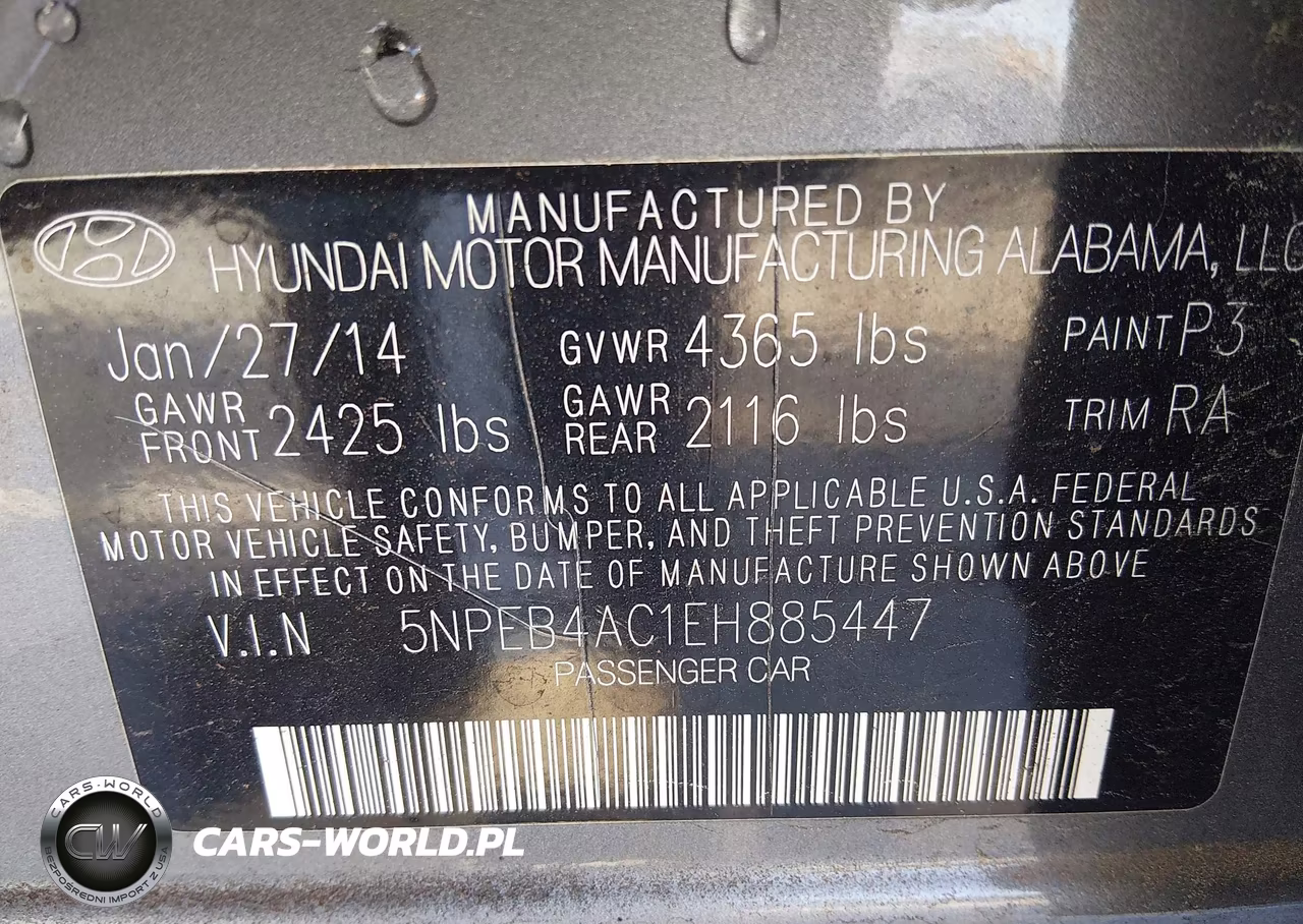2014 Hyundai Sonata Gls VIN:5NPEB4AC1EH885447 - 9