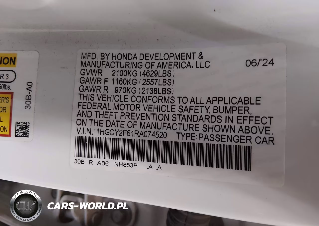 2024 Honda Accord Hybrid Ex-L VIN:1HGCY2F61RA074520 - 9