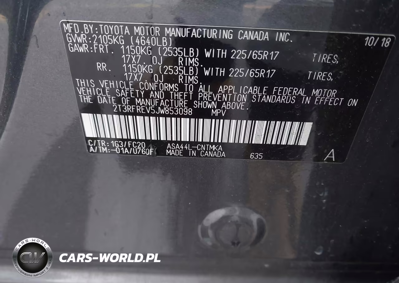 2018 Toyota Rav4 Xle VIN:2T3RFREV5JW853098 - 9