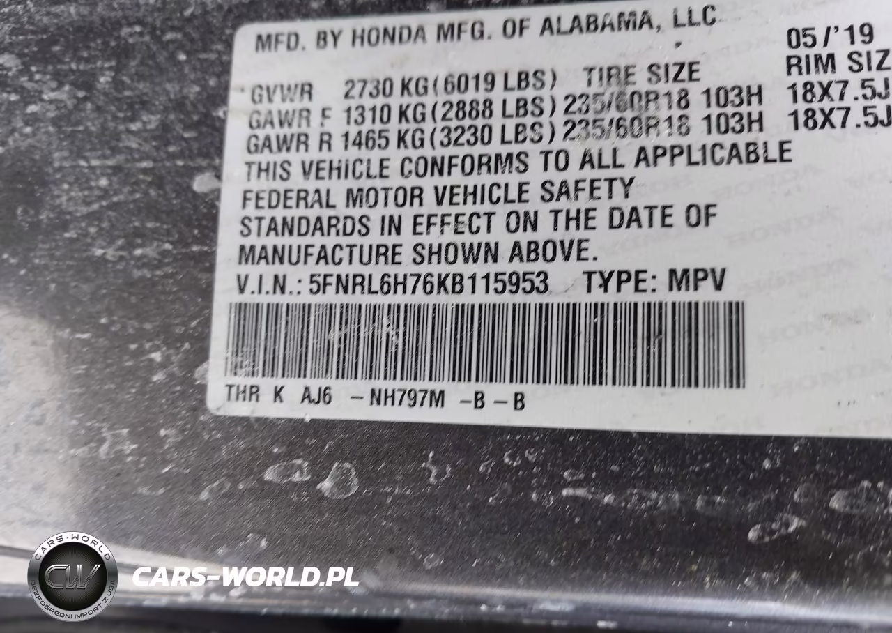 2019 Honda Odyssey Ex-L VIN:5FNRL6H76KB115953 - 9
