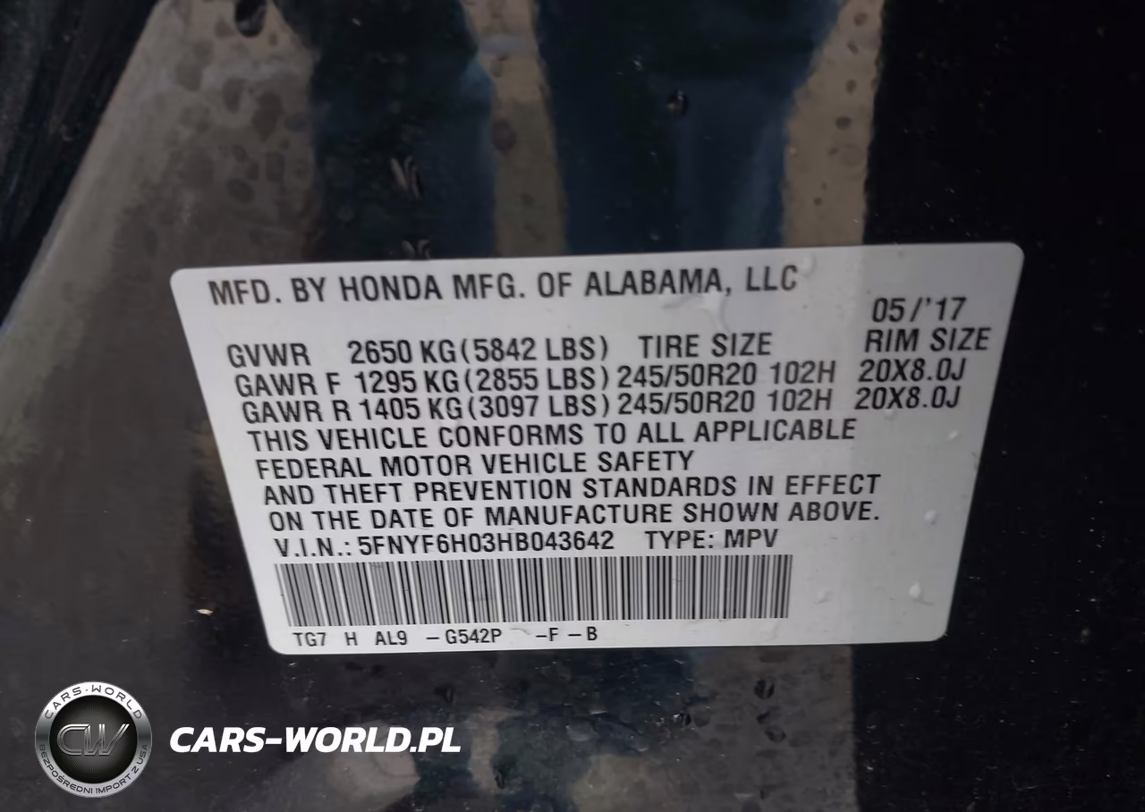 2017 Honda Pilot Elite VIN:5FNYF6H03HB043642 - 9