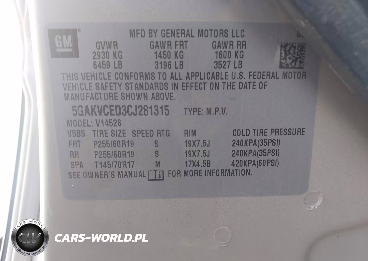 2012 Buick Enclave Leather VIN:5GAKVCED3CJ281315 - 9