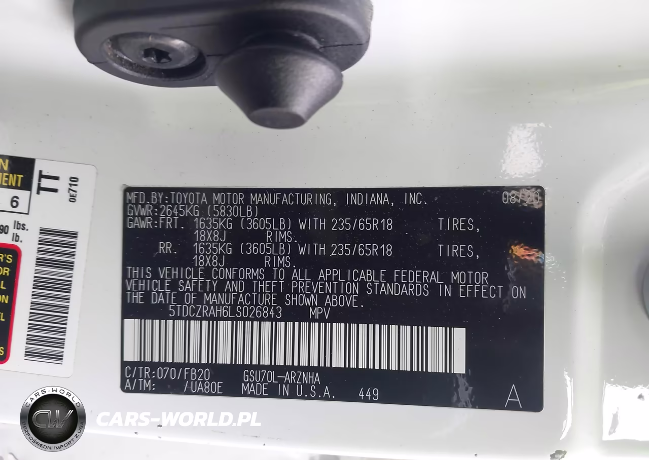 2020 Toyota Highlander L VIN:5TDCZRAH6LS026843 - 9