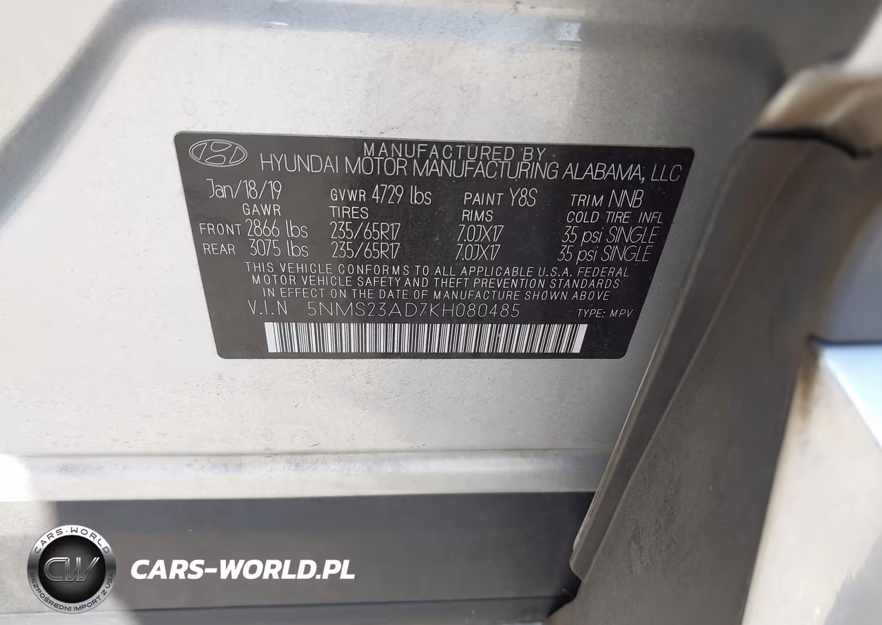 2019 Hyundai Santa Fe Se VIN:5NMS23AD7KH080485 - 9