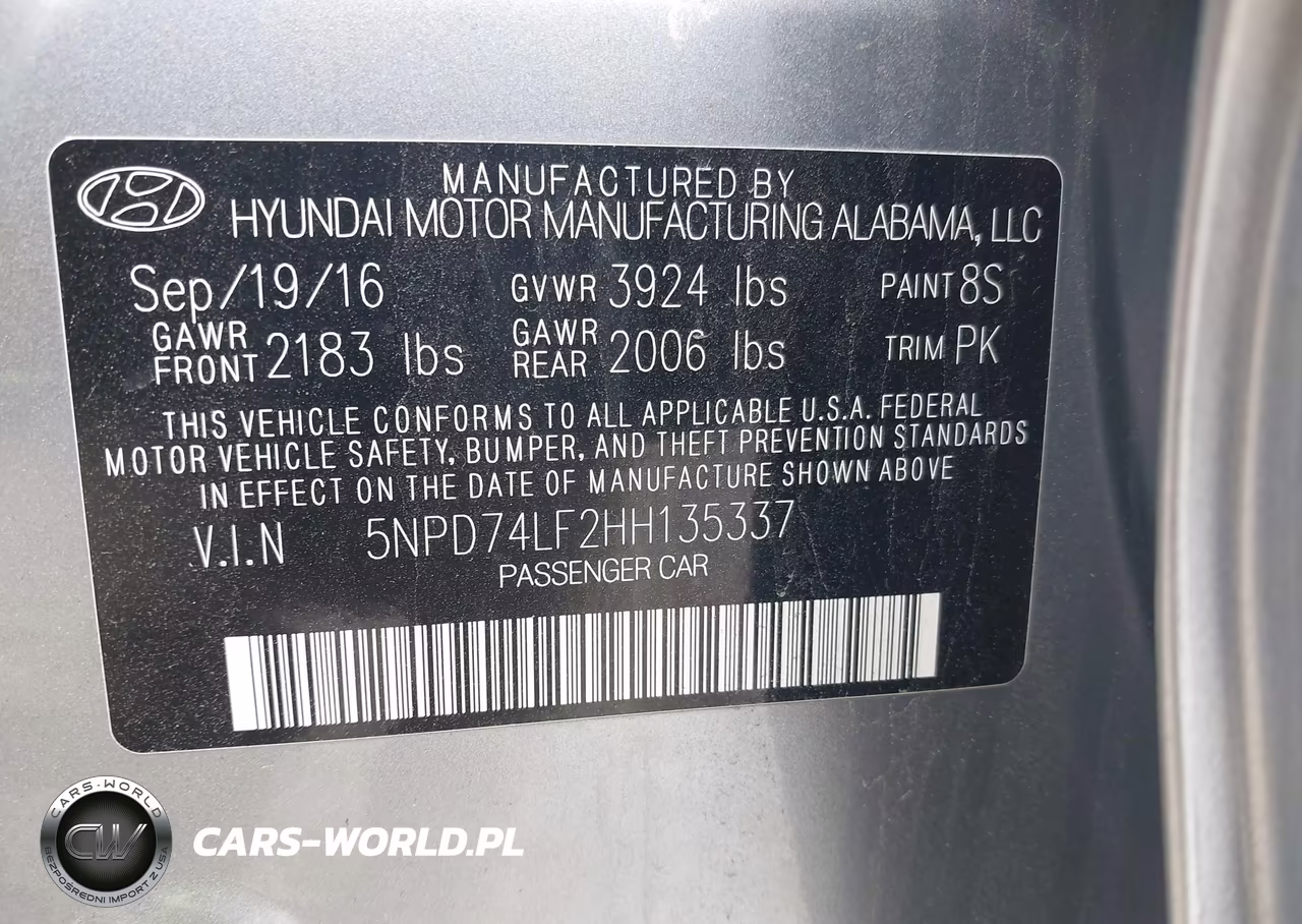 2017 Hyundai Elantra Se VIN:5NPD74LF2HH135337 - 9