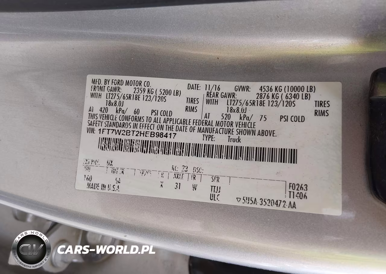 2017 Ford F-250 Lariat VIN:1FT7W2BT2HEB98417 - 9