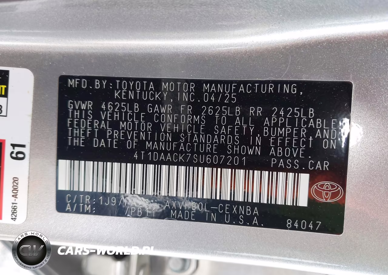 2025 Toyota Camry Le VIN:4T1DAACK7SU607201 - 9