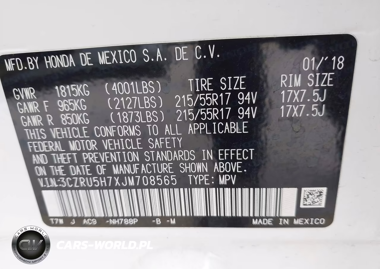 2018 Honda Hr-V Ex-L VIN:3CZRU5H7XJM708565 - 9