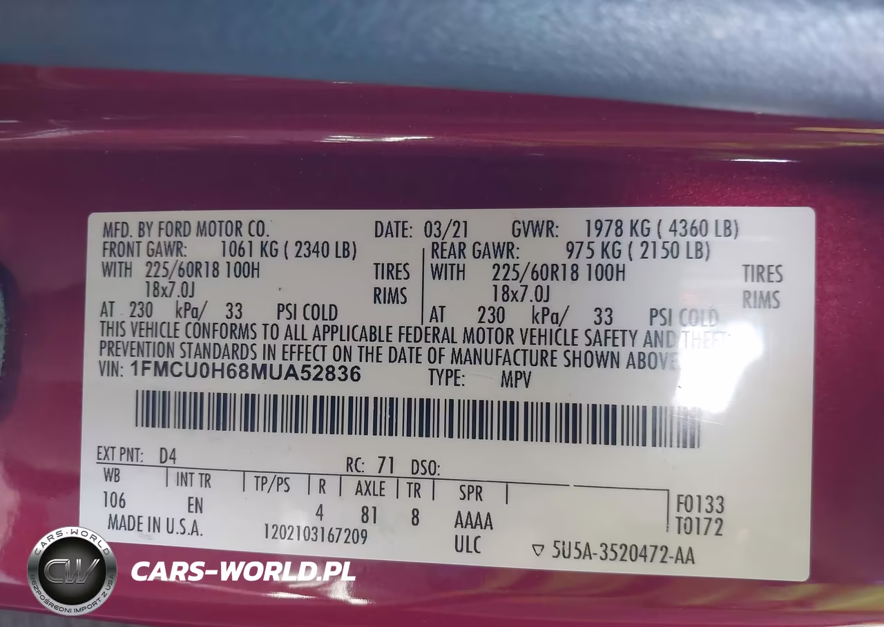 2021 Ford Escape Sel VIN:1FMCU0H68MUA52836 - 9