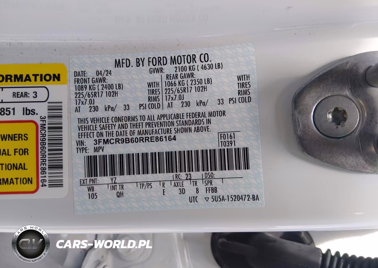 2024 Ford Bronco Sport Big Bend VIN:3FMCR9B60RRE86164 - 9