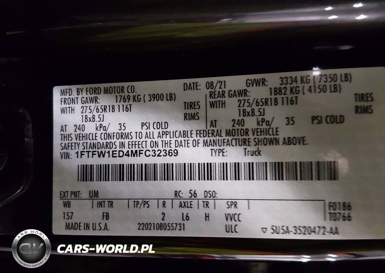 2021 Ford F-150 Xlt VIN:1FTFW1ED4MFC32369 - 9