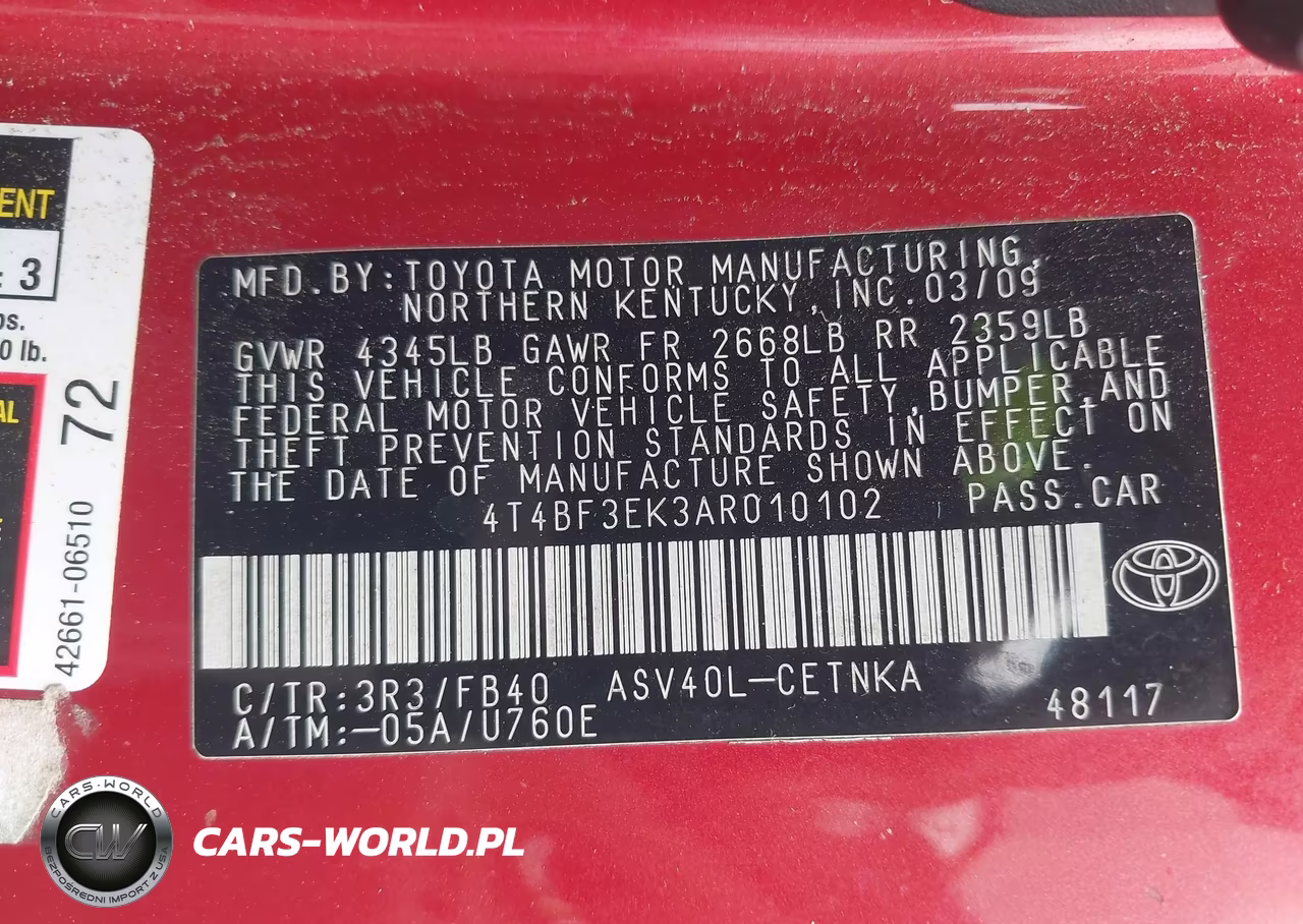 2010 Toyota Camry Le VIN:4T4BF3EK3AR010102 - 9
