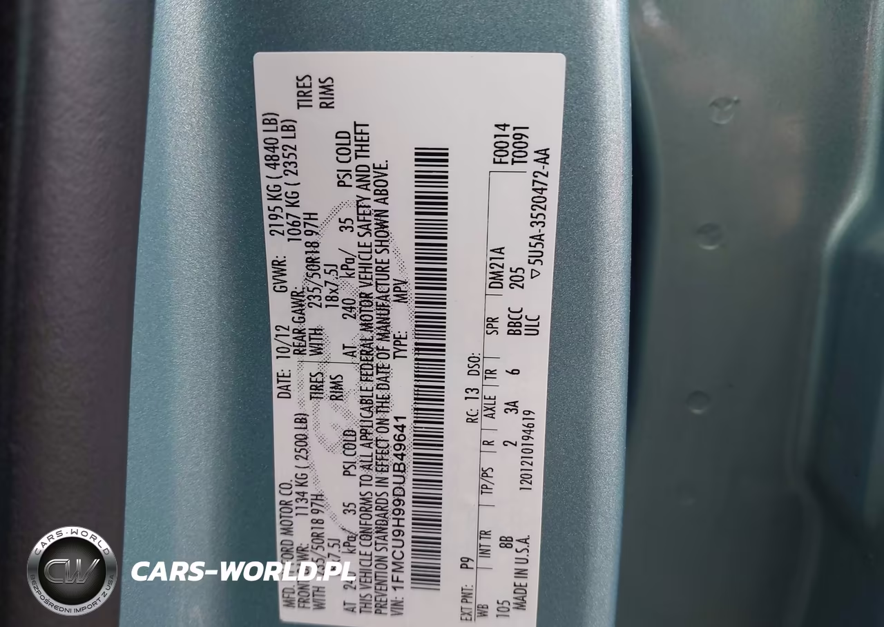 2013 Ford Escape Sel VIN:1FMCU9H99DUB49641 - 9