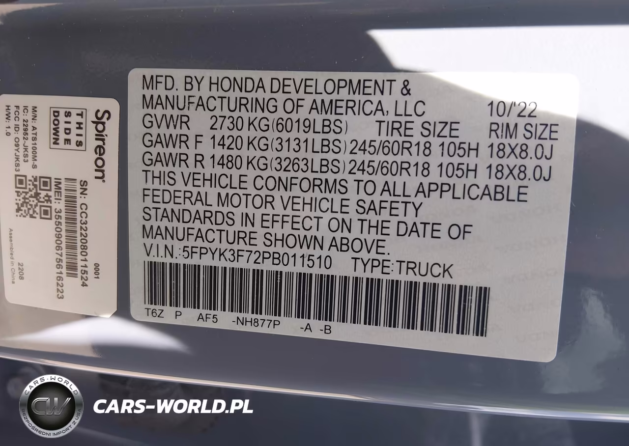 2023 Honda Ridgeline Rtl-E VIN:5FPYK3F72PB011510 - 9