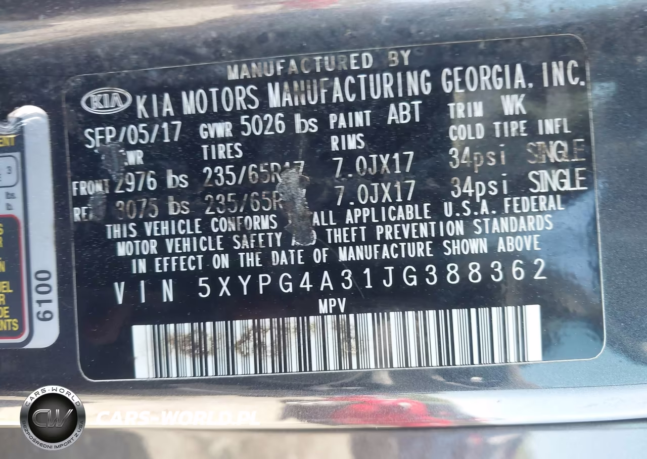 2018 Kia Sorento 2.4L Lx VIN:5XYPG4A31JG388362 - 9