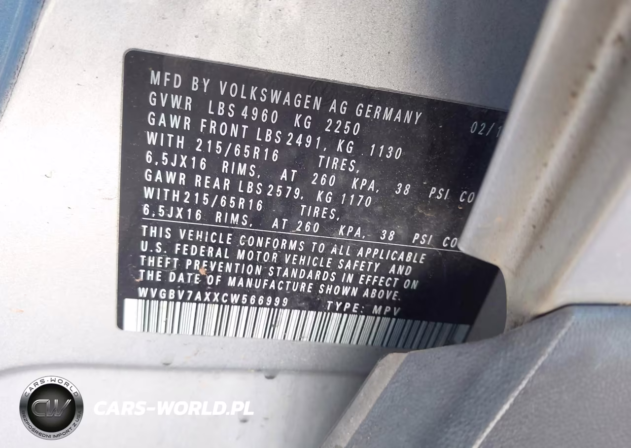 2012 Volkswagen Tiguan S VIN:WVGBV7AXXCW566999 - 9