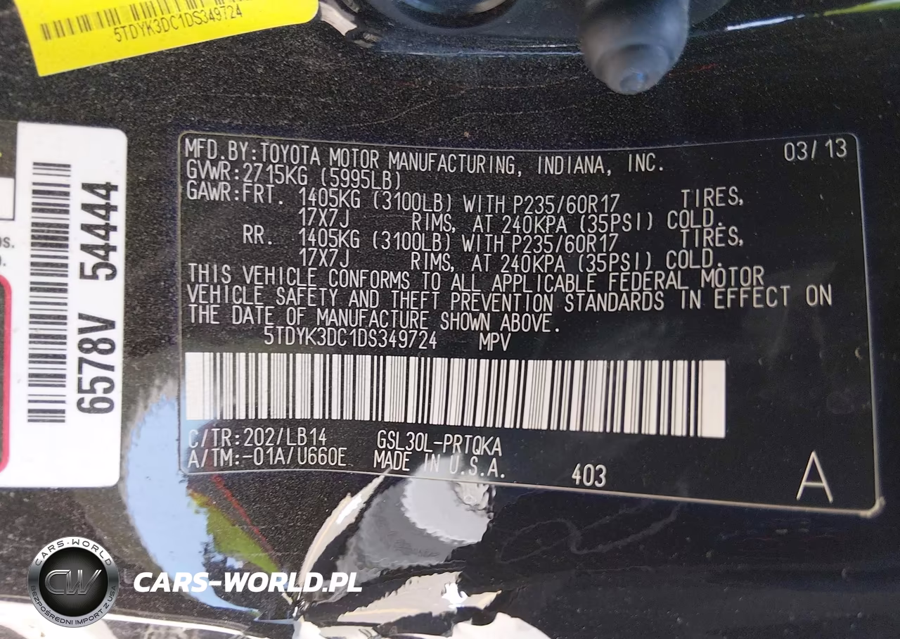 2013 Toyota Sienna Xle V6 8 Passenger VIN:5TDYK3DC1DS349724 - 9