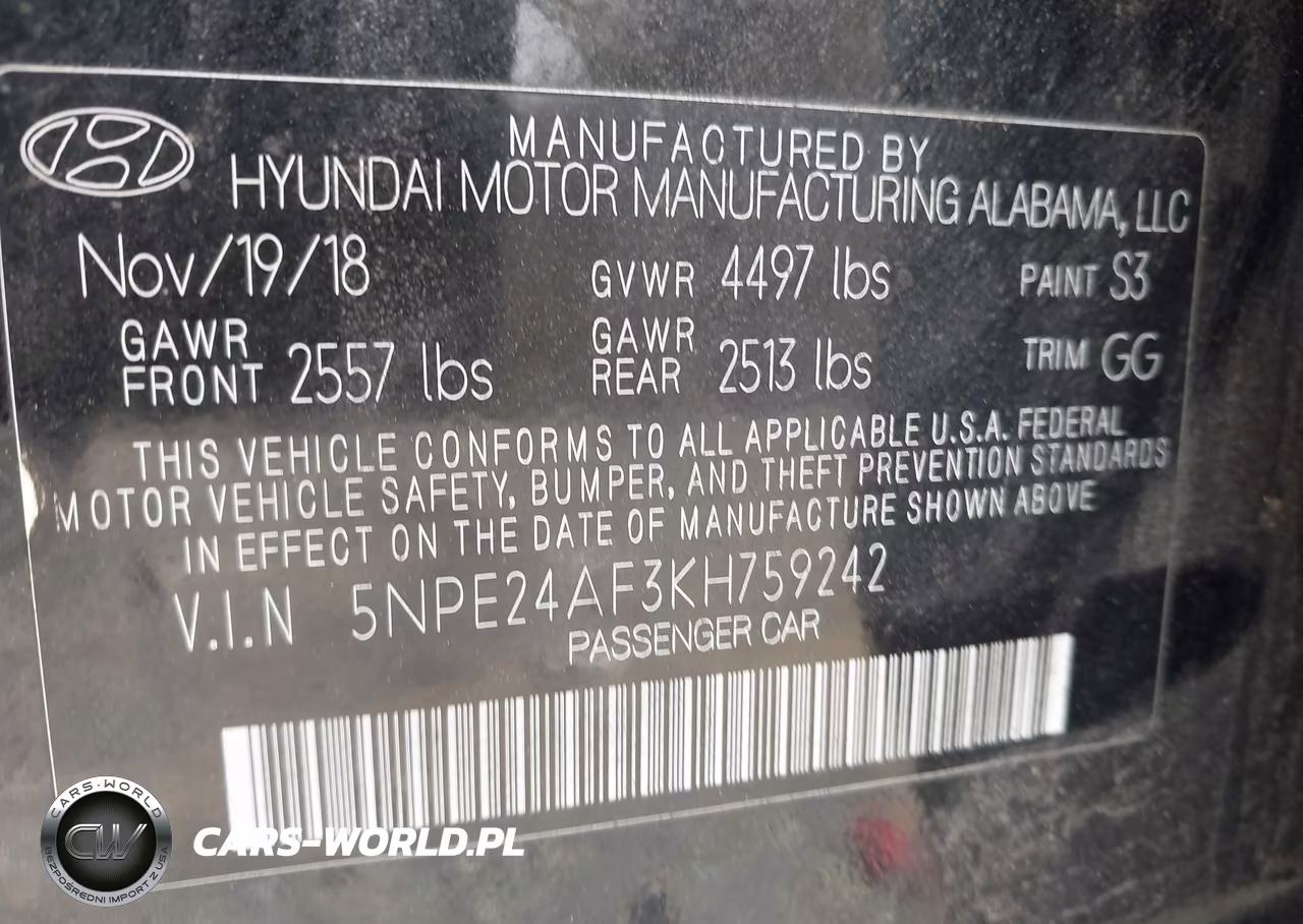 2019 Hyundai Sonata Se VIN:5NPE24AF3KH759242 - 9