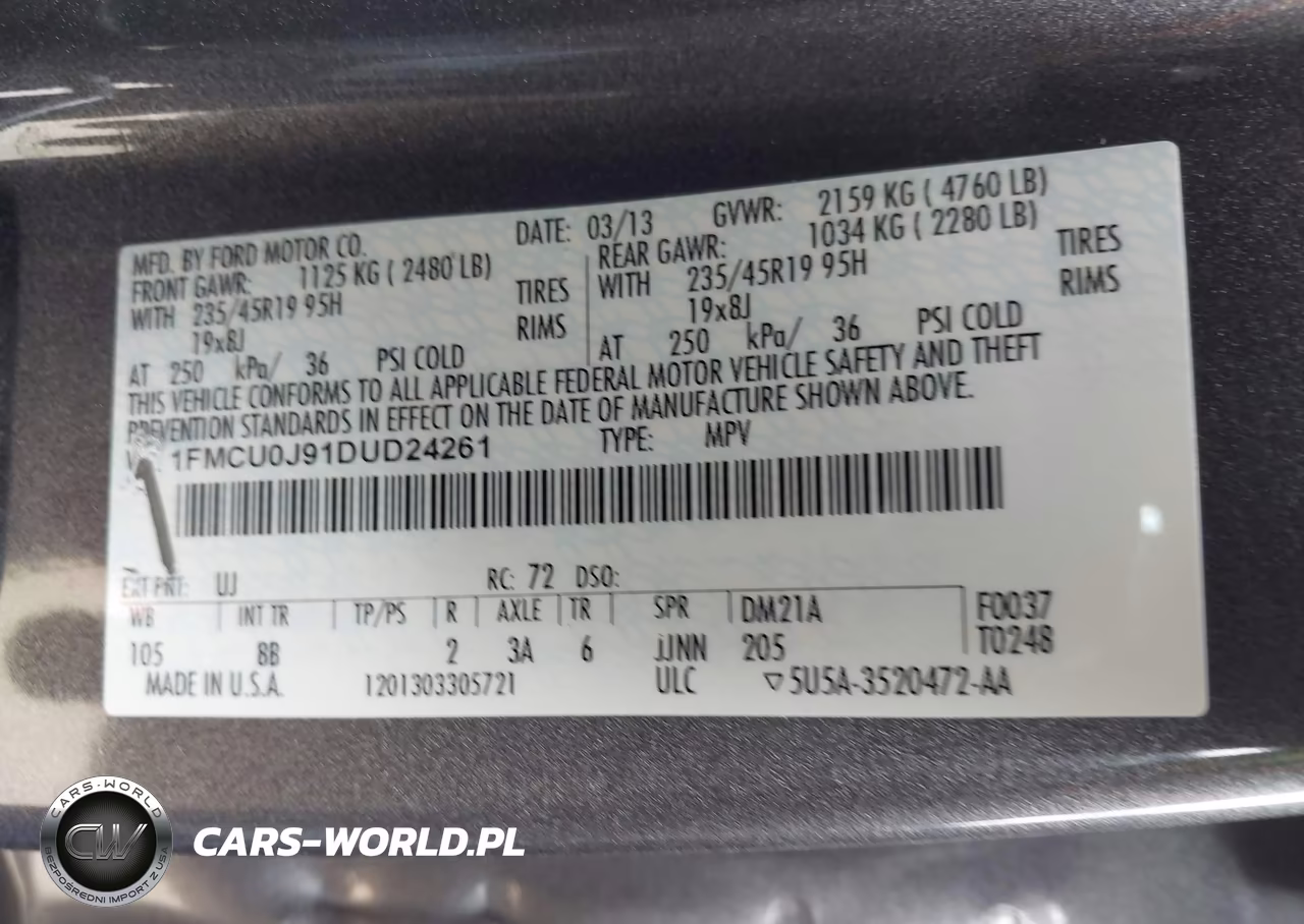 2013 Ford Escape Titanium VIN:1FMCU0J91DUD24261 - 9