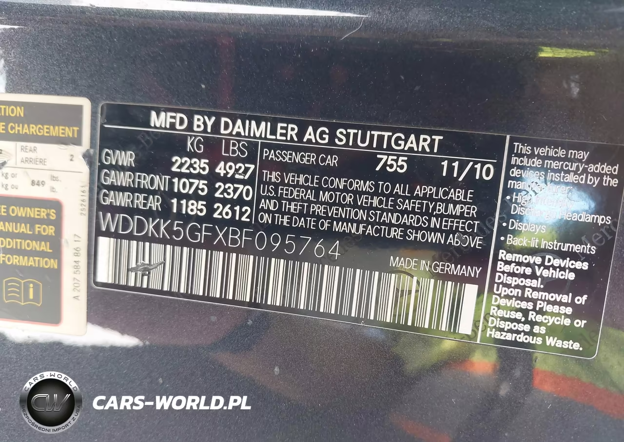 2011 Mercedes-Benz E 350 VIN:WDDKK5GFXBF095764 - 9