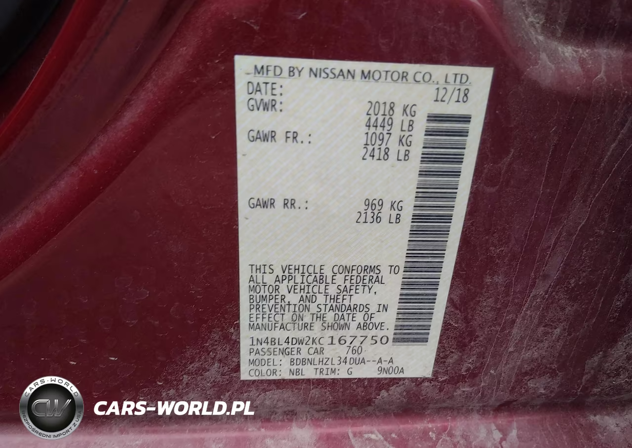 2019 Nissan Altima 2.5 Sv VIN:1N4BL4DW2KC167750 - 9