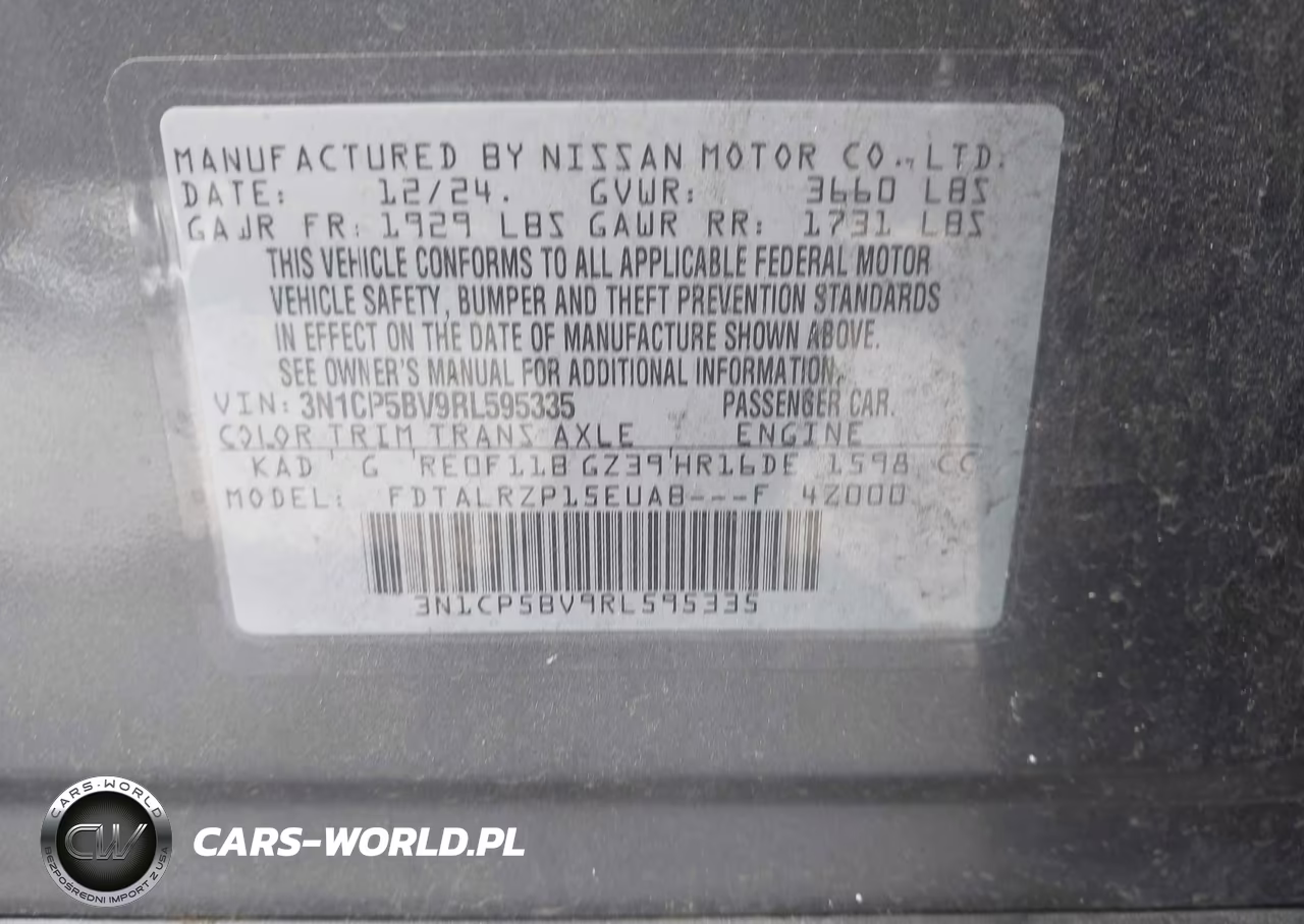 2024 Nissan Kicks S Xtronic Cvt VIN:3N1CP5BV9RL595335 - 9