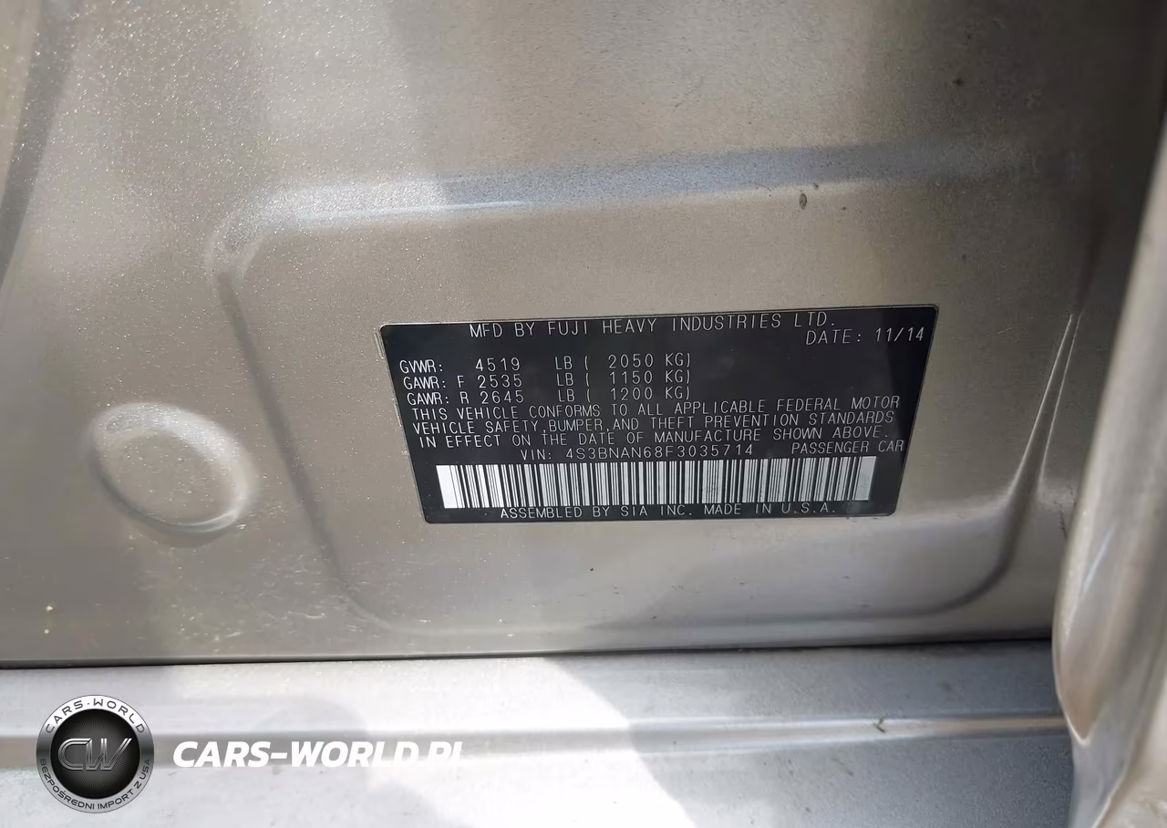 2015 Subaru Legacy 2.5I Limited VIN:4S3BNAN68F3035714 - 9